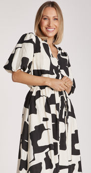 Bailey Dress - Black Cream Print
