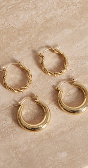 Esther Hoop Earrings 2 Pack - Gold