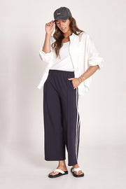 Noah Cropped Pant - Navy Stripe