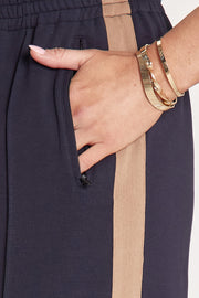 Noah Wide Pant - Navy Camel Stripe