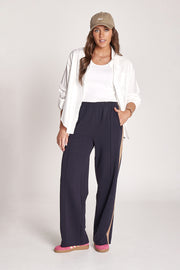 Noah Wide Pant - Navy Camel Stripe