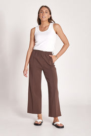 Noah Cropped Pant - Chocolate Cream Stripe
