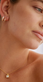 Sola Hoop Earrings 2 Pack - Gold & White