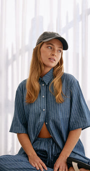Gigi Washed Denim Cap - Black