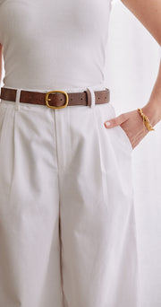 Clea Metal Belt - Brown & Gold