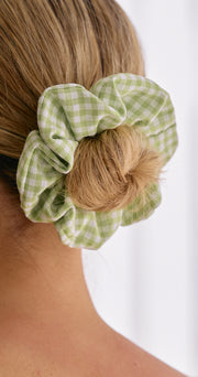 Viola Linen Scrunchie 2 Pack - Green & Blue Check