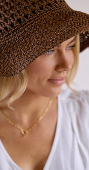 Naomi Straw Bucket Hat - Brown
