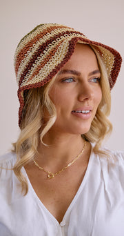 Molly Straw Bucket Hat - Stripe