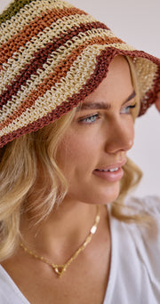 Molly Straw Bucket Hat - Stripe