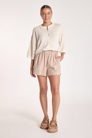 Abbie Short - Camel Pinstripe
