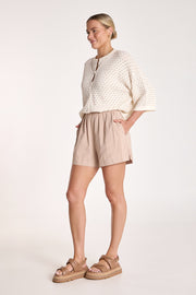 Abbie Short - Camel Pinstripe