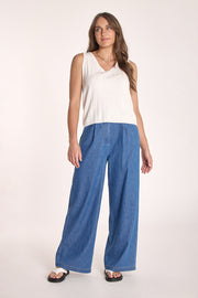 Mae V Neck Tank - White