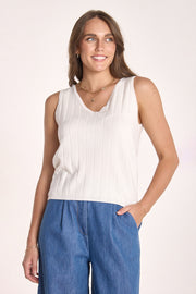 Mae V Neck Tank - White