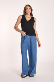 Mae V Neck Tank - Black