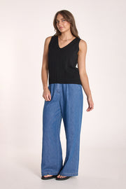 Mae V Neck Tank - Black