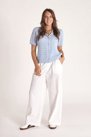Sunny Crochet Shirt - Powder Blue
