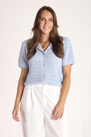 Sunny Crochet Shirt - Powder Blue