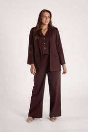 Carrie Linen Blend Pant - Chocolate