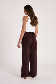 Carrie Linen Blend Pant - Chocolate