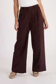 Carrie Linen Blend Pant - Chocolate