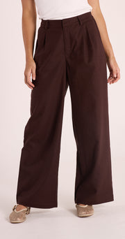 Carrie Linen Blend Pant - Chocolate