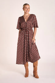 Jackie Dress - Choc Cream Spot