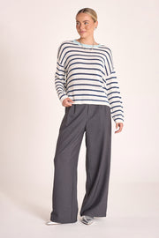 Avery Knit - Navy White Stripe