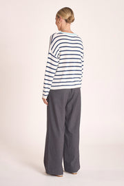 Avery Knit - Navy White Stripe