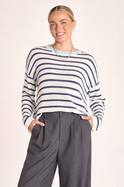Avery Knit - Navy White Stripe