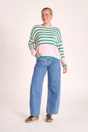 Avery Knit - Pink Green Stripe