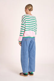 Avery Knit - Pink Green Stripe