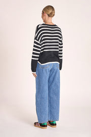 Avery Knit - Black White Stripe