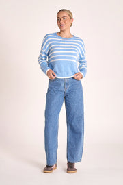 Avery Knit - Blue White Stripe