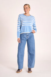 Avery Knit - Blue White Stripe
