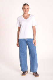 Carlee V Neck Tee - White
