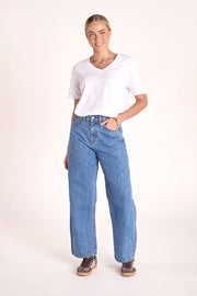Carlee V Neck Tee - White