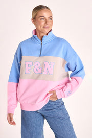 Varsity Logo Sweater - Pink Stripe