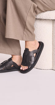 Pasquale Slide - Black Leather