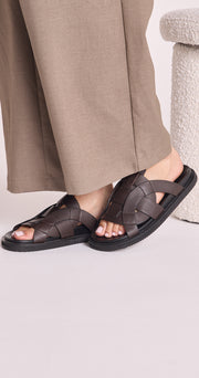 Pasquale Slide - Choc Leather