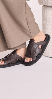 Pasquale Slide - Choc Leather