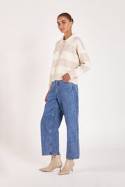 Stefi Rugby Knit - Cream Beige Stripe