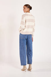 Stefi Rugby Knit - Cream Beige Stripe