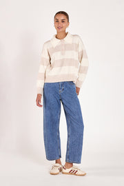 Stefi Rugby Knit - Cream Beige Stripe