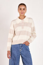 Stefi Rugby Knit - Cream Beige Stripe
