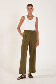 Noah Cropped Pant - Khaki Cream Stripe