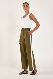 Noah Cropped Pant - Khaki Cream Stripe