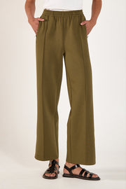 Noah Cropped Pant - Khaki Cream Stripe