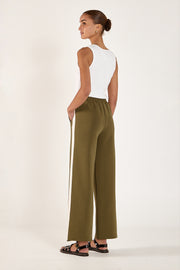 Noah Cropped Pant - Khaki Cream Stripe