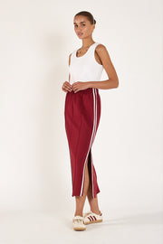 Noah Skirt - Burgundy Stripe