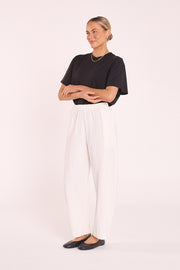 Eleanor Barrel Pant - White